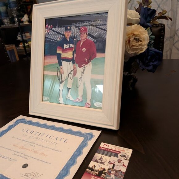 ⬇️PD⬇️O2 PETE ROSE & NOLAN RYAN SIGNED PIC W/ COA - Picture 6 of 7